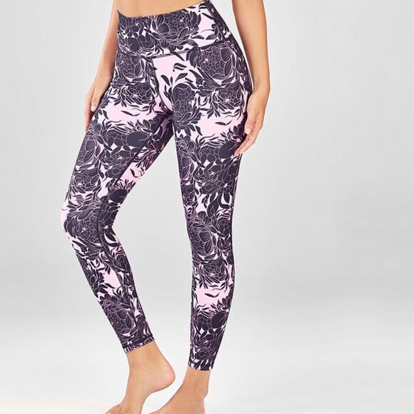 Fabletics Illustrative Peony Define PowerHold High-Waisted 7/8 Leggings Sz L - Picture 1 of 12